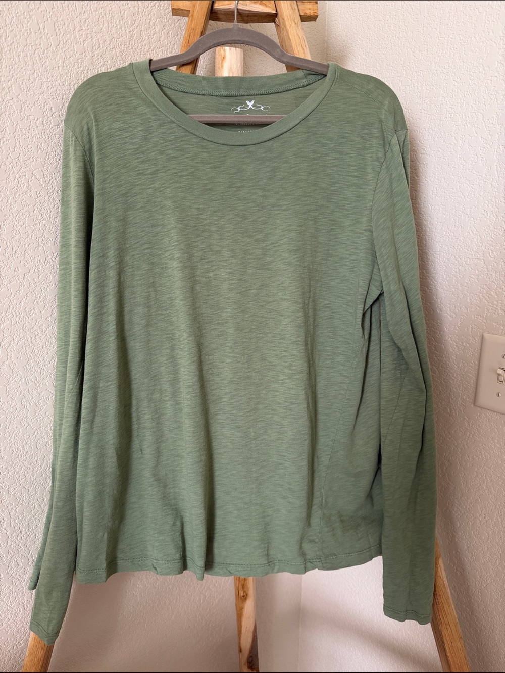 Long Sleeve Crewneck Top in Olive Green - Picture 2 of 6